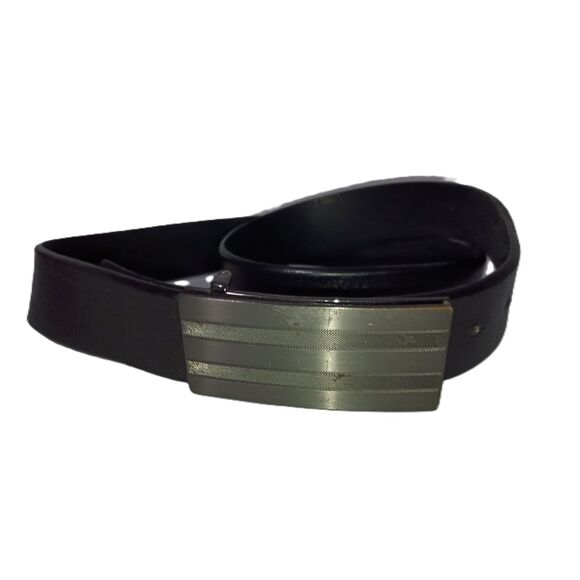 ADIDAS: Men's Synthetic Black Leather Belt Silver Buckle - Approx. 41 Inches - Picture 1 of 3